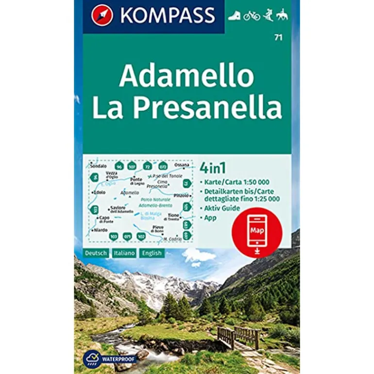 Carta escursionistica Adamello, La Presanella 1:50.000